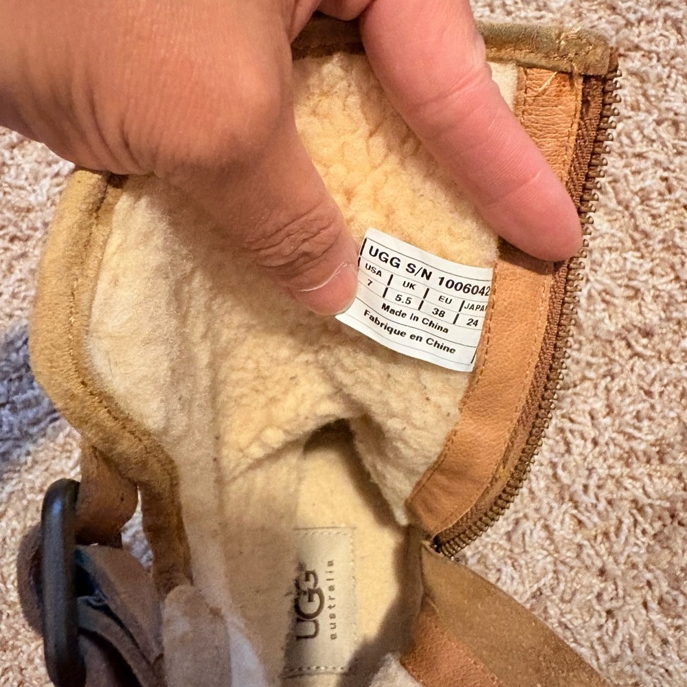 UGG Tan Shearling Boots with Buckle - Picture 6 of 6